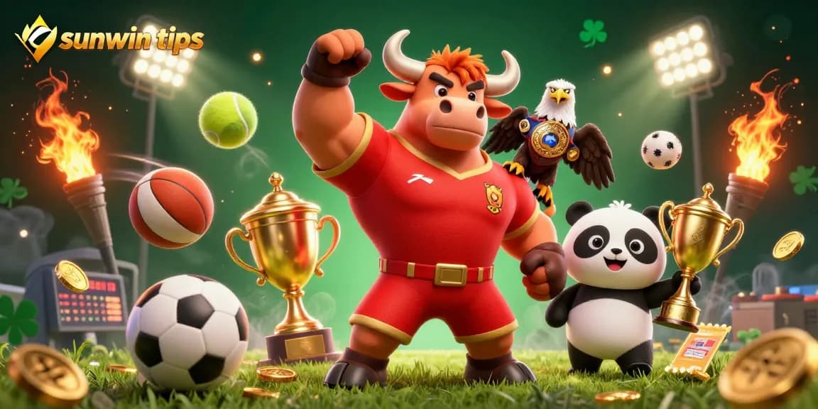 Bet on your success with sunwin tips in this vibrant casino scene featuring sports elements.