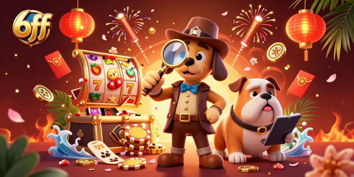 Engage in thrilling games at 6ff with a golden poker chip clue, examined by a detective and bulldog!
