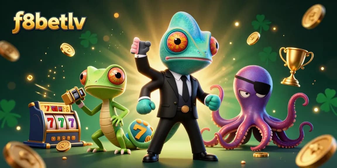 Engage in thrilling gameplay with f8betlv, featuring colorful 3D characters in a dynamic casino scene.