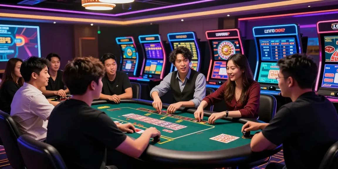 Players enjoying their experience at 68gamebai live casino, showcasing vibrant atmosphere and interactive gameplay.