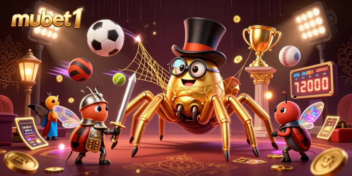 Experience exciting gaming at mubet1 with a captivating scene of a giant golden tarantula and beetle knight.