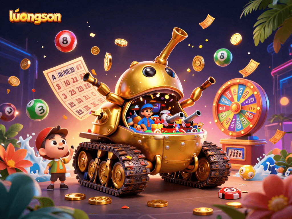 Visualize winning with luongson's dynamic gambling experience featuring a golden beetle tank casino.