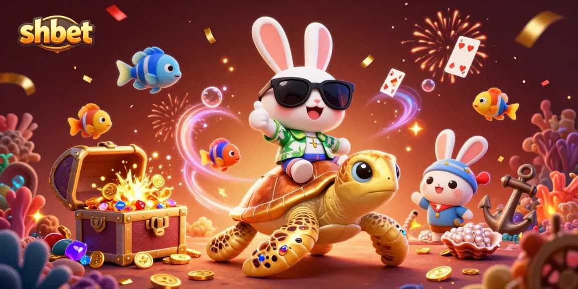 Experience thrilling games at SHBET, where the lucky rabbit rides a golden turtle with exciting casino elements.