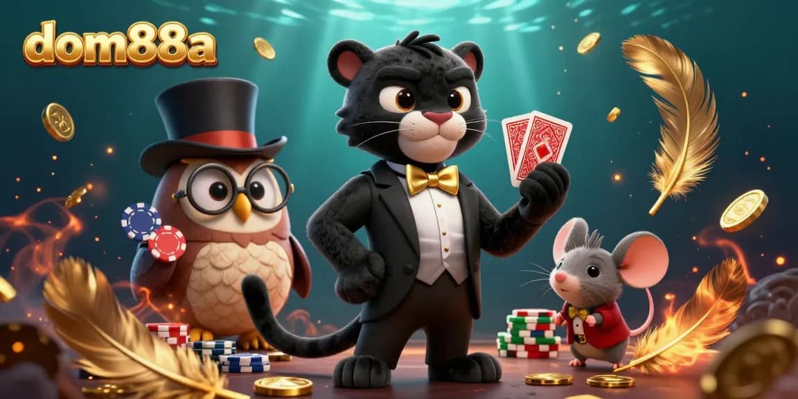 Experience thrilling gameplay with dom88a's vibrant casino action featuring a playful panther and friends.