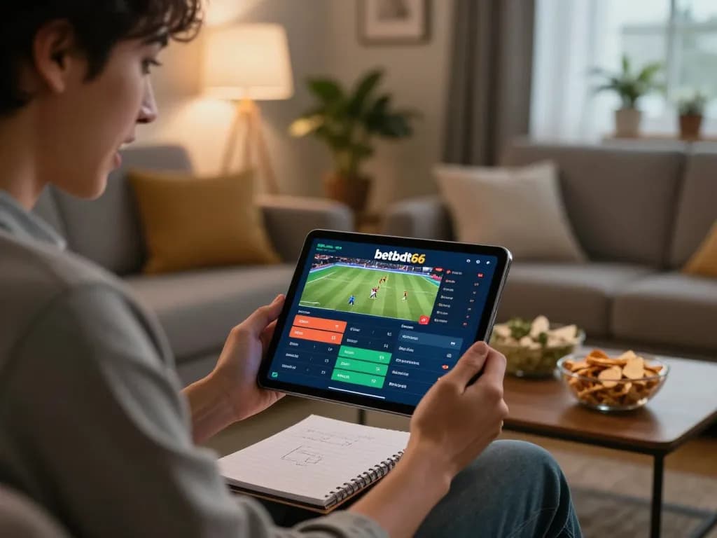 Engaging sports betting moment on betbdt66 with a lively betting interface and strategy notes.
