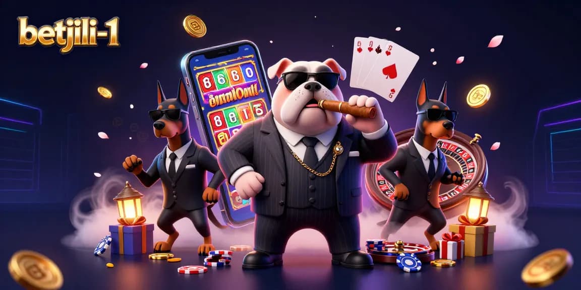 Betjili-1 showcases thrilling gambling experiences with a mafia boss and iconic casino elements.
