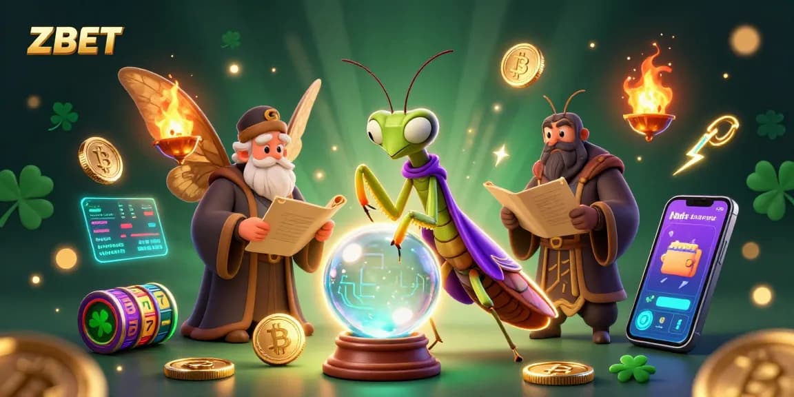 ZBET engages thrill-seekers with vibrant casino elements and charming fortune tellers in a 3D illustration.
