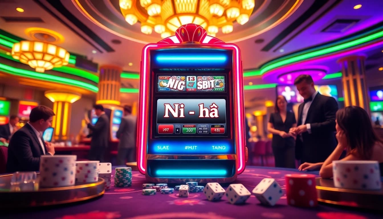Nổ hũ slot machine lighting up the casino, evoking excitement and luxury in gameplay.