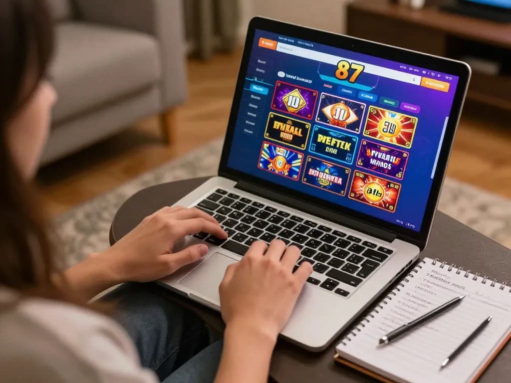 Pemain terlibat dalam permainan strategis di antarmuka kasino online v87, menunjukkan perjudian yang bertanggung jawab.