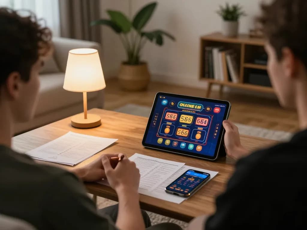 Engaging with s666 online casino on tablet during a cozy home gaming session