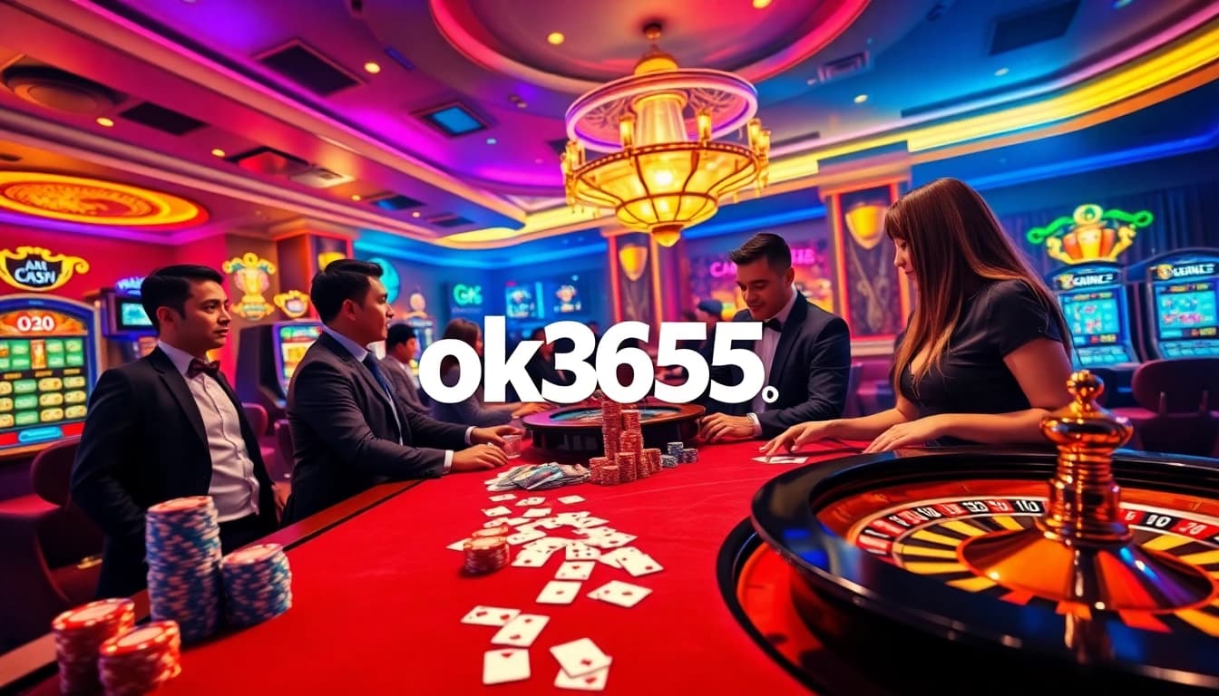 Experience thrilling gambling at ok365.com, featuring poker tables, stunning slot machines, and lively casino ambiance.