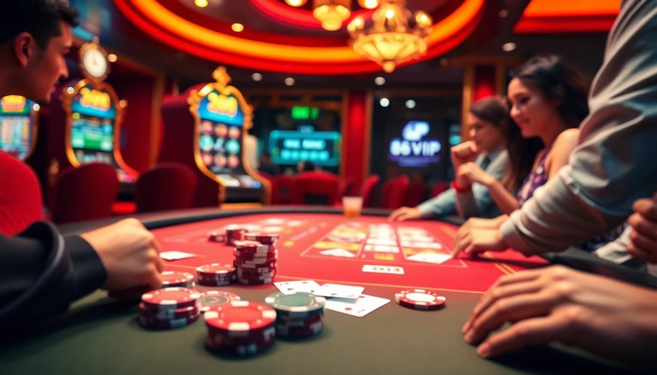 Players enjoying various gambling games at 68VIP casino, showcasing excitement and luxury.