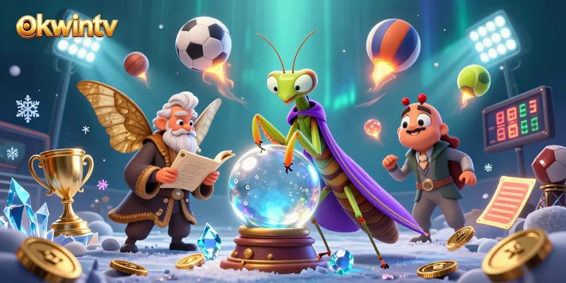 Experience thrilling sports betting action with okwintv, vibrant 3D illustration showcasing dynamic game elements.