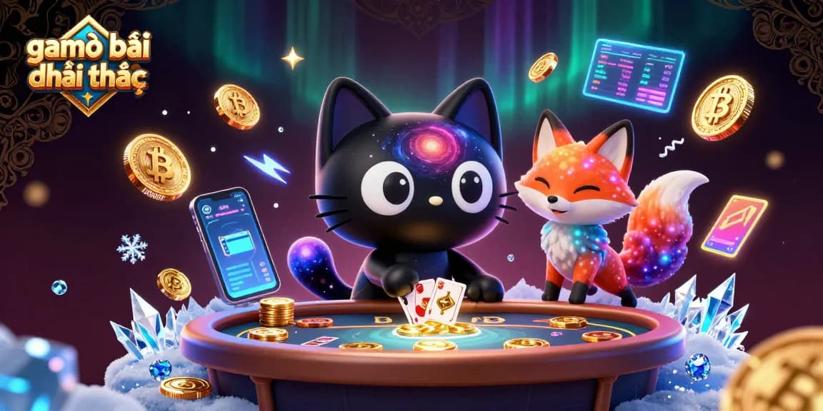 Engage with game đánh bài đổi thưởng through a dynamic cosmic casino scene featuring captivating characters.
