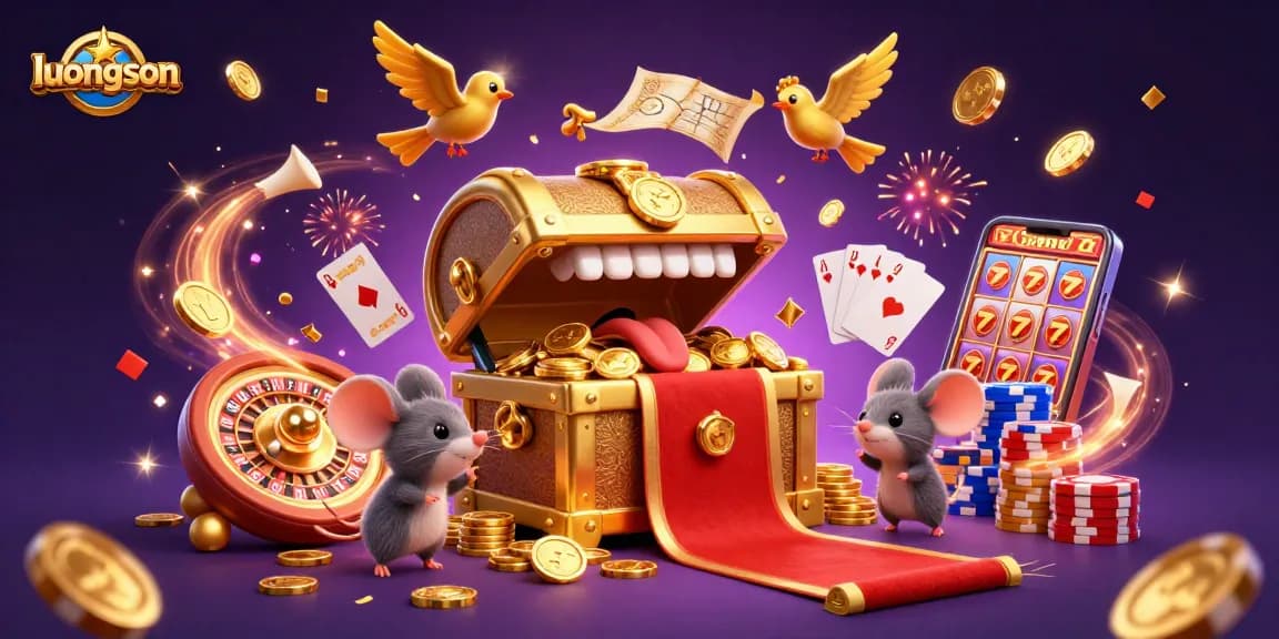 luongson treasure chest illustration attracting mice with riches and colorful casino elements