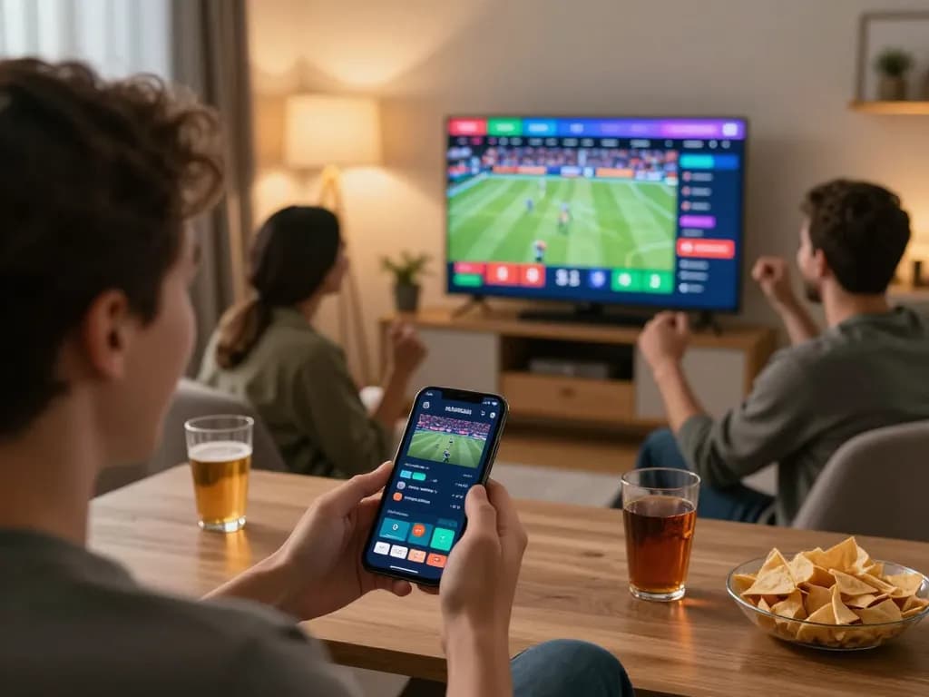 Engage with live sports betting at https://lucky88s.in.net/, a lively setup featuring smartphone interaction and social atmosphere.