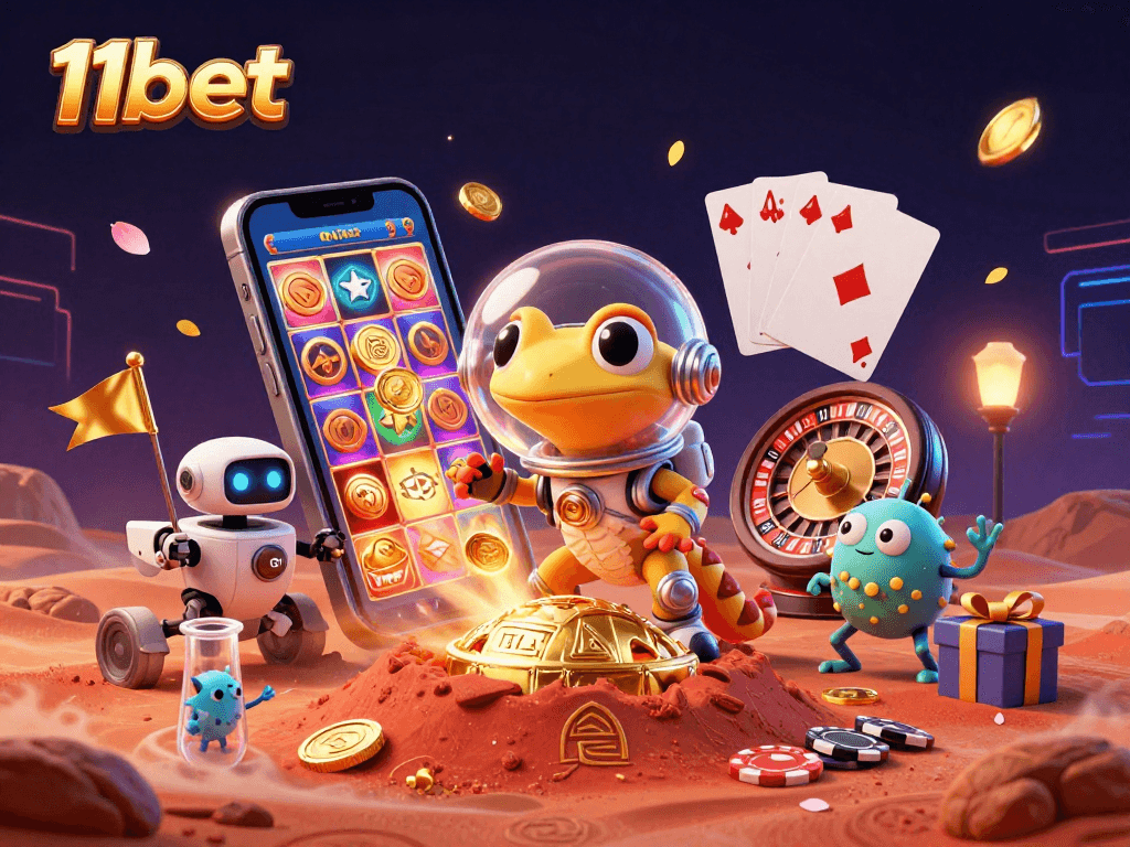Play thrilling casino games with 11bet as a Martian gecko discovers a gold casino on Mars.