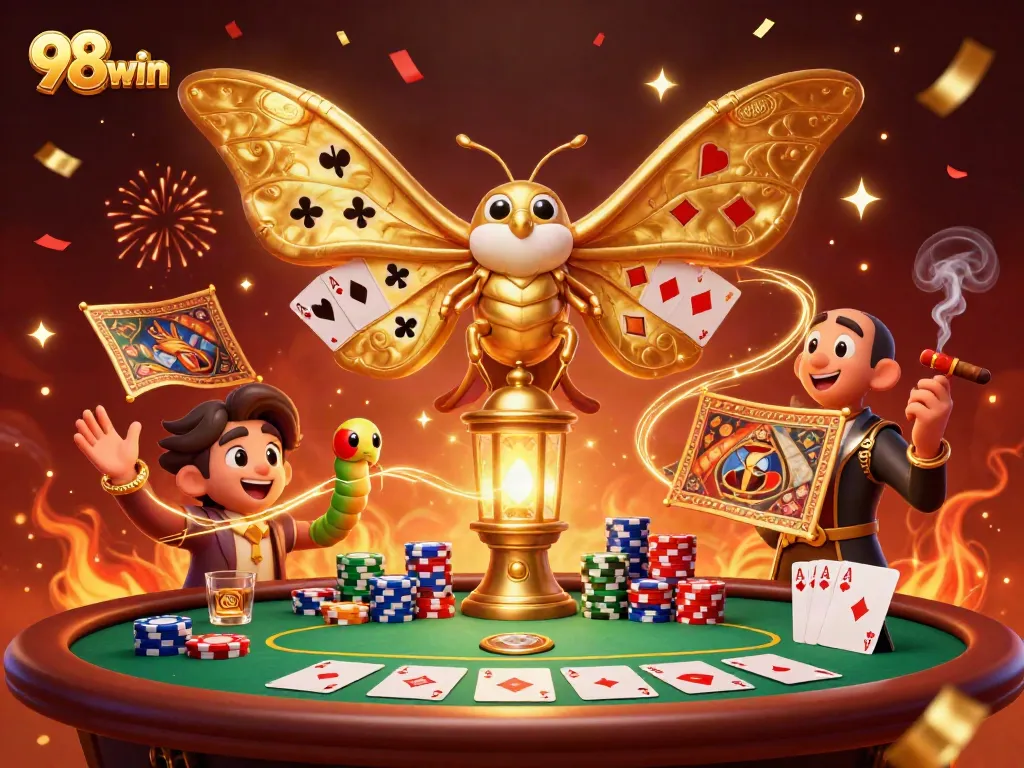 98win celebrates with a vivid 3D casino scene featuring exquisite gaming elements.