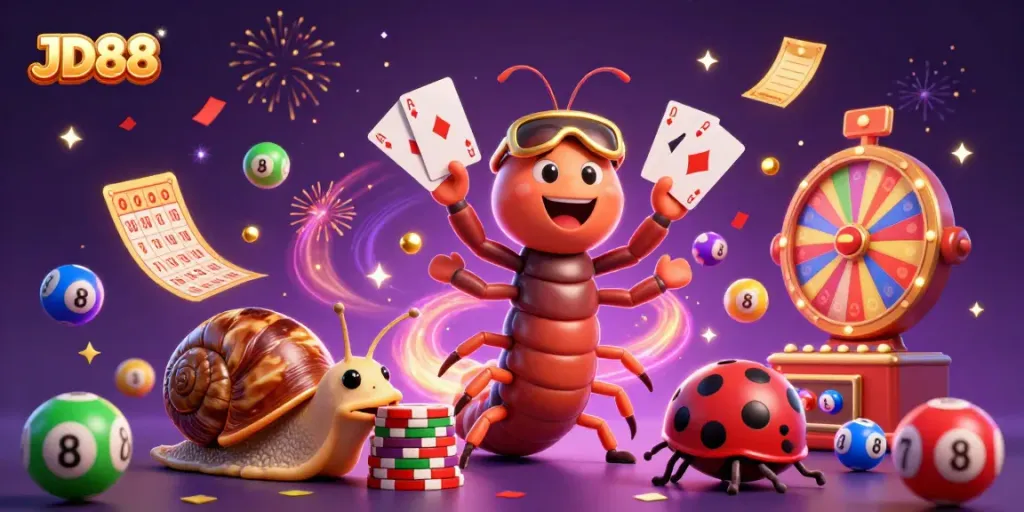 Experience thrilling gameplay with JD88’s vibrant casino atmosphere showcasing animated characters and dynamic gambling elements.