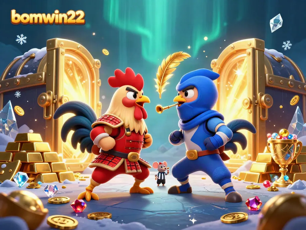 Experience thrilling action with bomwin22's fighting roosters in a vibrant gaming showdown.