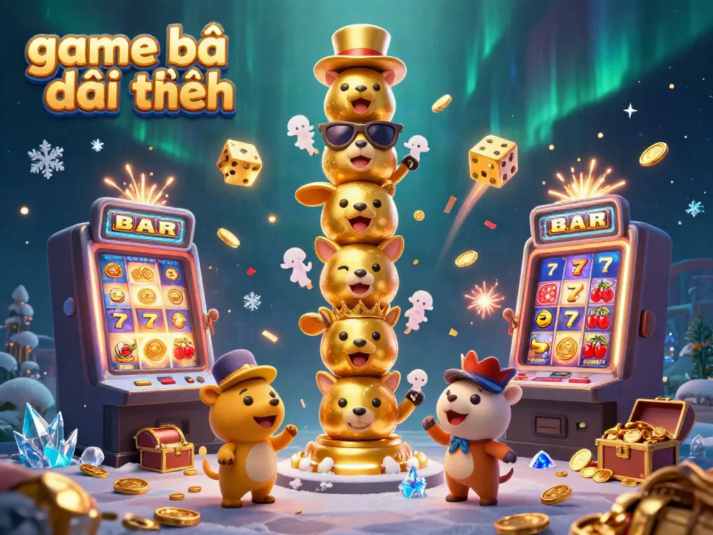 Experience exciting game bài đổi thưởng with a vibrant casino scene, featuring characters and slot machines.