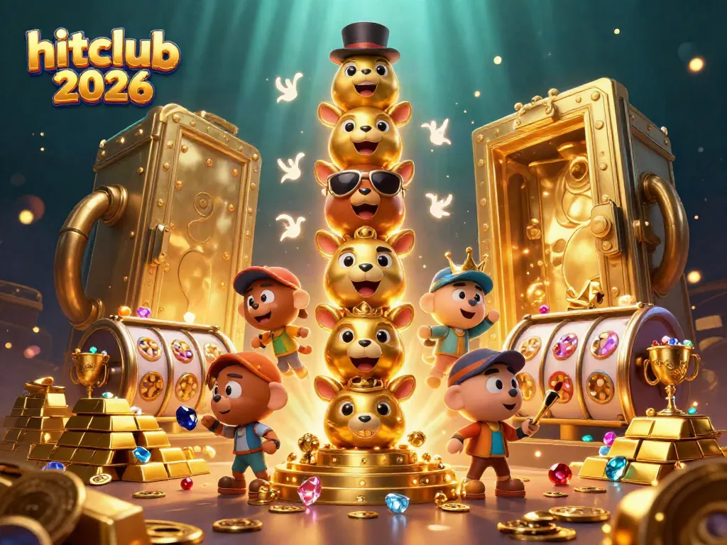 Experience thrilling excitement with hitclub 2026, featuring a vibrant 3D totem and immersive casino elements.