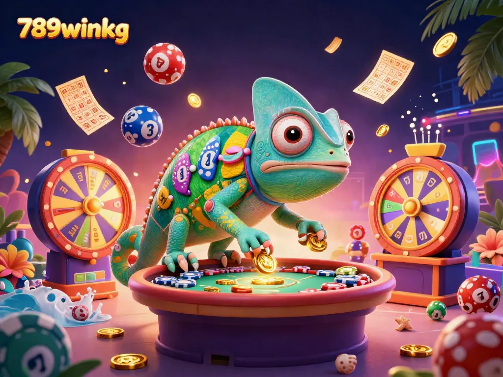 Engage in the excitement of 789winkg with a vibrant casino illustration showcasing fun gaming elements.