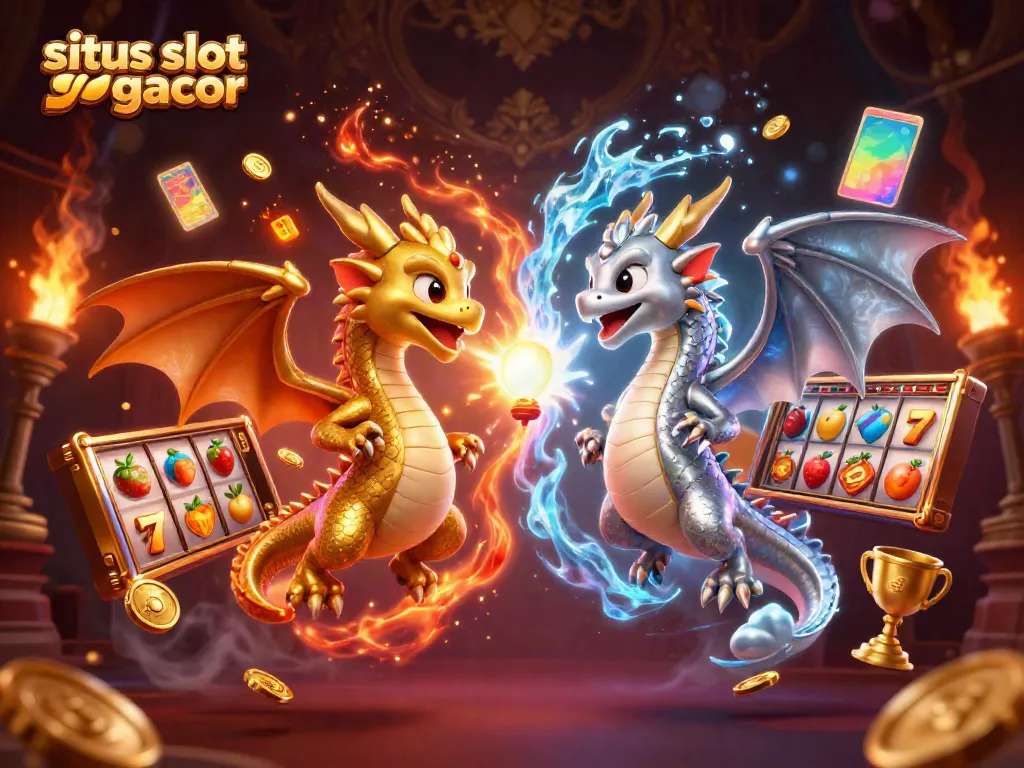 Experience gaming thrills with situs slot gacor, featuring captivating dragons and dynamic slot elements.