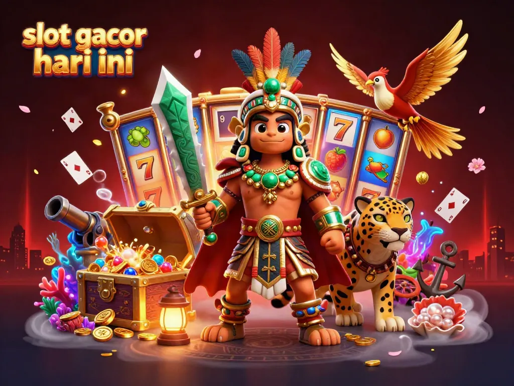 Experience slot gacor hari ini with vibrant characters and dynamic gaming elements in this exciting casino illustration.