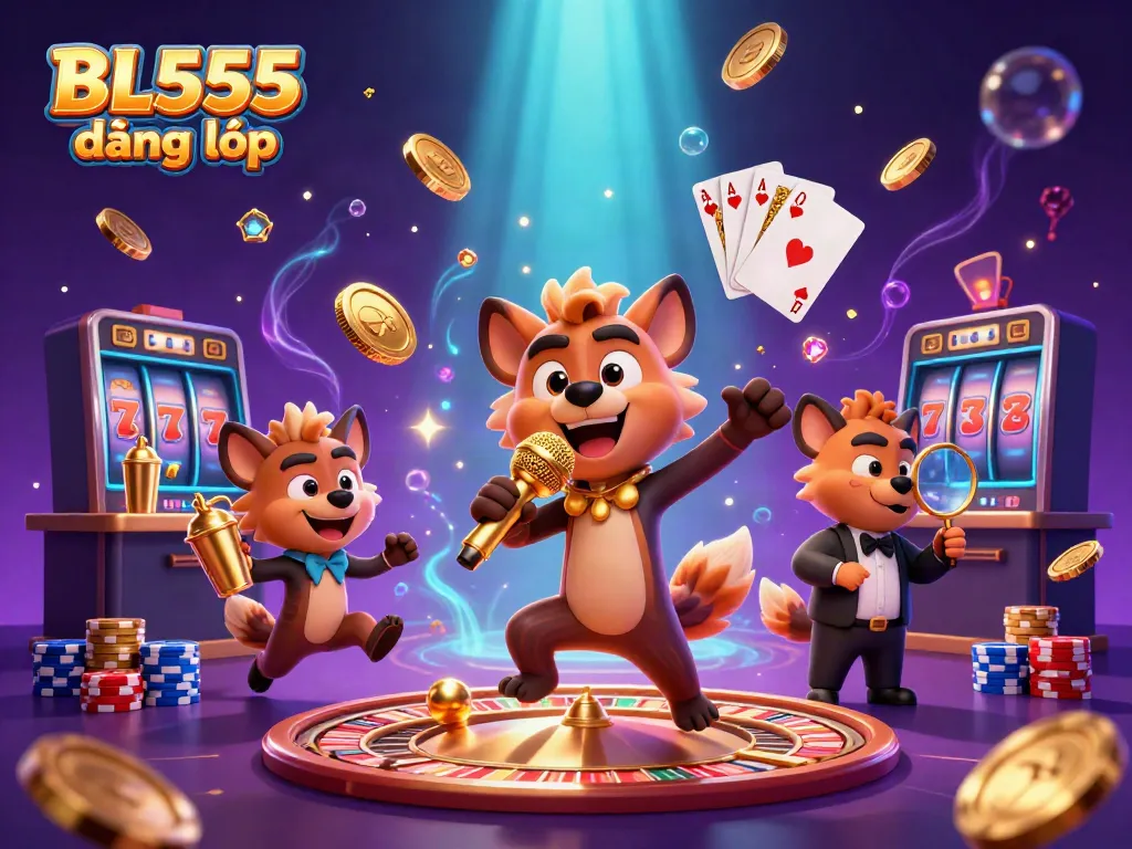 Engage in the ultimate gambling experience with BL555 đăng nhập in a vibrant casino scene filled with hyenas.