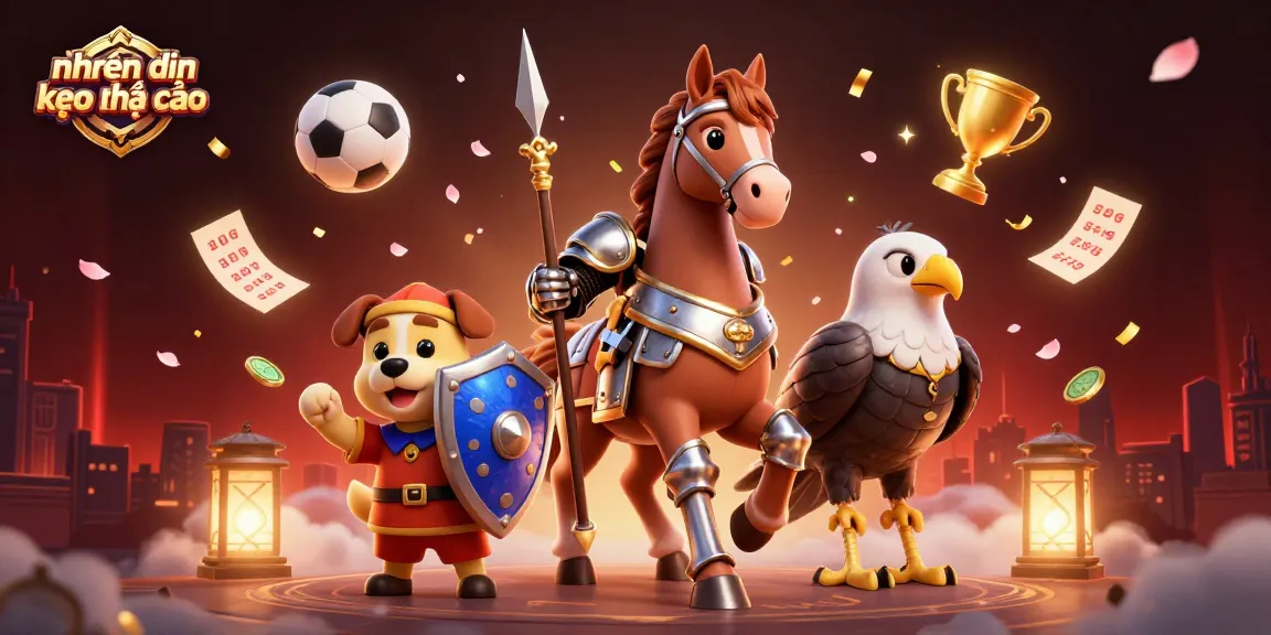 Bet on nhận định kèo nhà cái through an exciting 3D scene filled with sports elements, showcasing strategic betting.