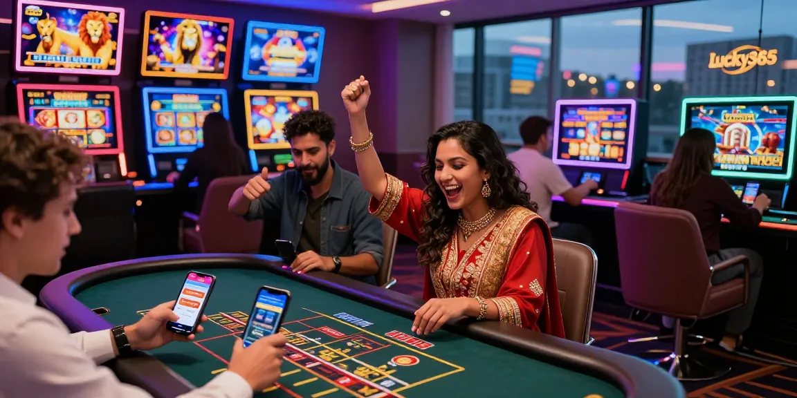 Players enjoying live casino games on Winbox888 mobile app in vibrant gaming atmosphere.