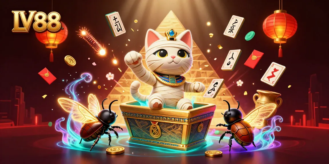Engage with the thrilling LV88 experience in a vibrant pyramid casino scene featuring unique characters and dynamic game elements.
