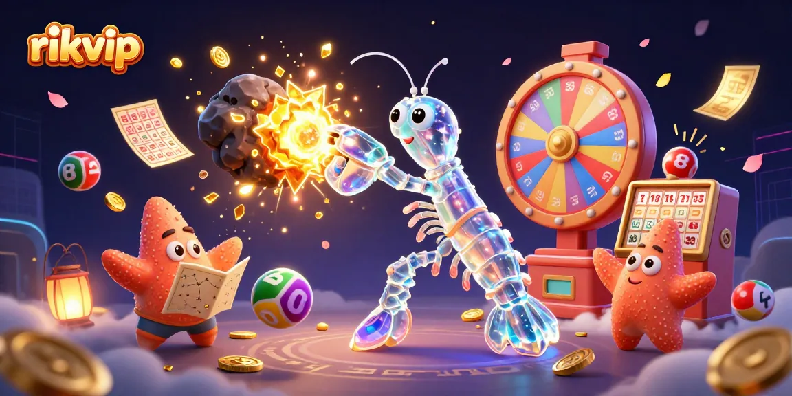 rikvip enhances gaming excitement with vibrant lottery elements, immersive casino-themed illustration