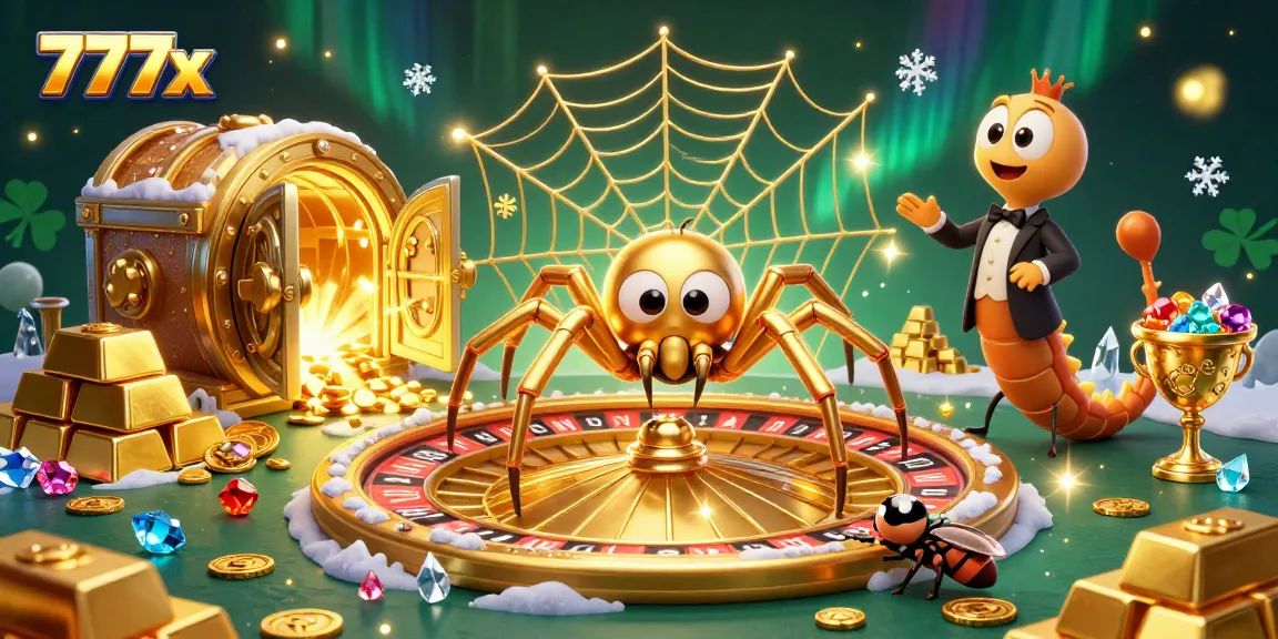 Place your bets at 777x while enjoying the thrilling atmosphere of a golden casino illustration.