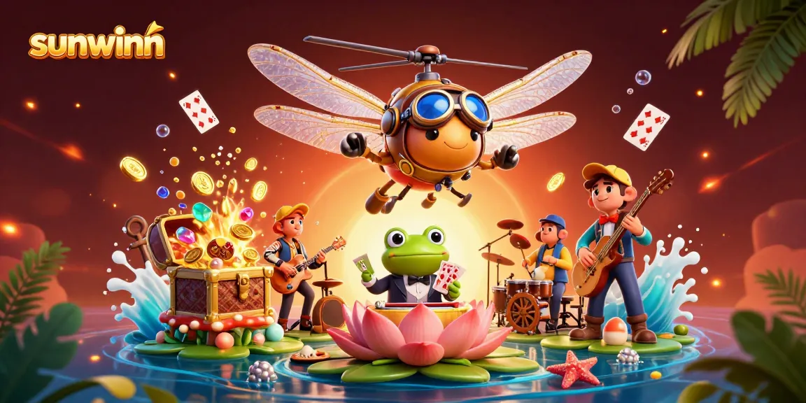 Experience the thrill of sunwinn at the lively lily pad casino, with exciting games and dynamic characters.