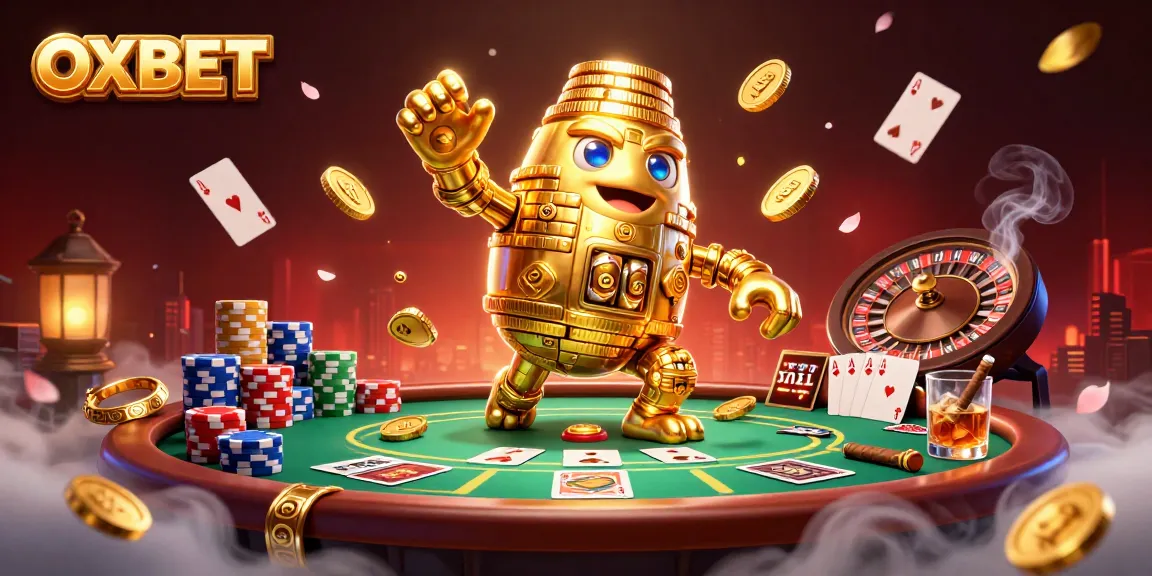 Engage in thrilling poker action with OXBET's vibrant illustration showcasing dynamic gameplay elements.